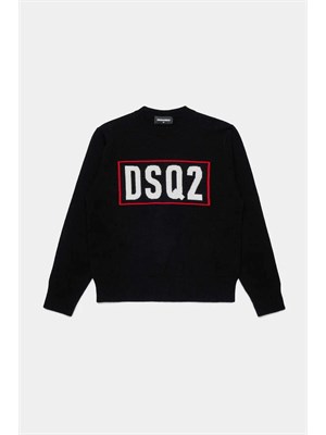 DSQUARED2 JUNIOR Maglia Dsquared2 Kids nero in lana merino con logo in BAMBINO