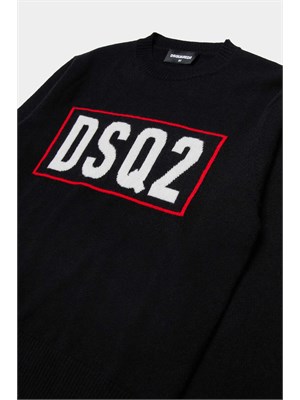 DSQUARED2 JUNIOR Maglia Dsquared2 Kids nero in lana merino con logo in BAMBINO