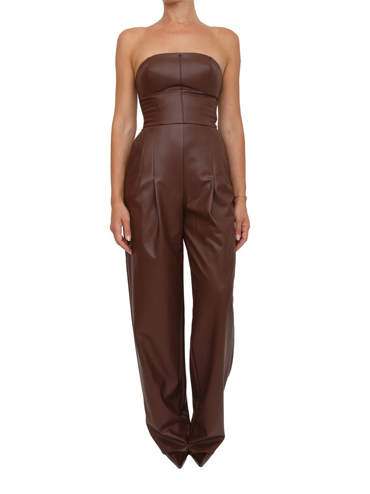 Tuta bustier Elisabetta Franchi con texture nappata marrone