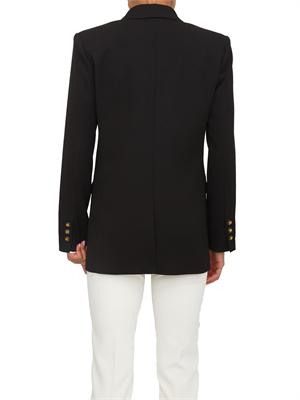 Giacca Elisabetta Franchi in gabardina di cotone nera con taschino e bottoni logo in DONNA