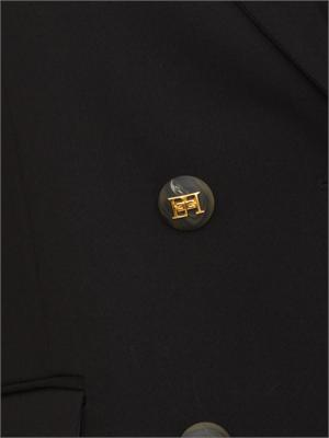 Giacca Elisabetta Franchi in gabardina di cotone nera con taschino e bottoni logo in DONNA