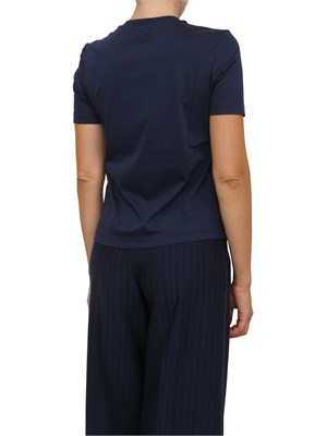T-shirt Max Mara MM in jersey di cotone blu con ricamo fiore in DONNA