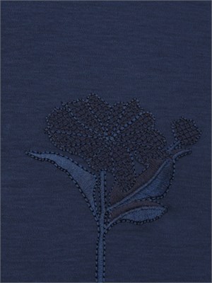 T-shirt Max Mara MM in jersey di cotone blu con ricamo fiore in DONNA
