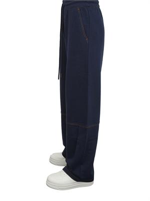 Pantalone tuta Max Mara MM in jersey di cotone blu con cuciture a contrasto in DONNA