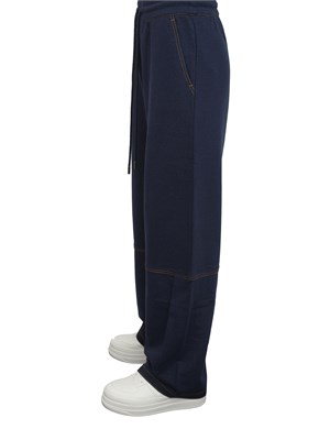 Pantalone tuta Max Mara MM in jersey di cotone blu con cuciture a contrasto in DONNA