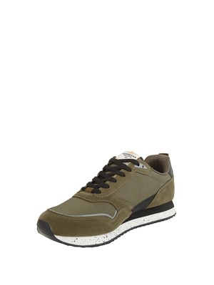 Sneakers uomo Aeronautica Militare in tessuto tecnico verde con inserti suede in UOMO