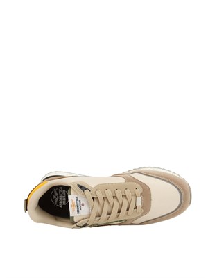 Sneakers uomo Aeronautica Militare in tessuto tecnico beige con inserti suede in UOMO