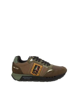 Sneakers uomo Aeronautica Militare in tessuto tecnico verde in UOMO