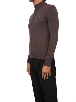 Maglia Antony Morato slim fit in misto viscosa verde con patch logata e zip in UOMO