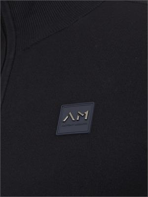Maglia Antony Morato slim fit in misto viscosa blu con patch logata e zip in UOMO