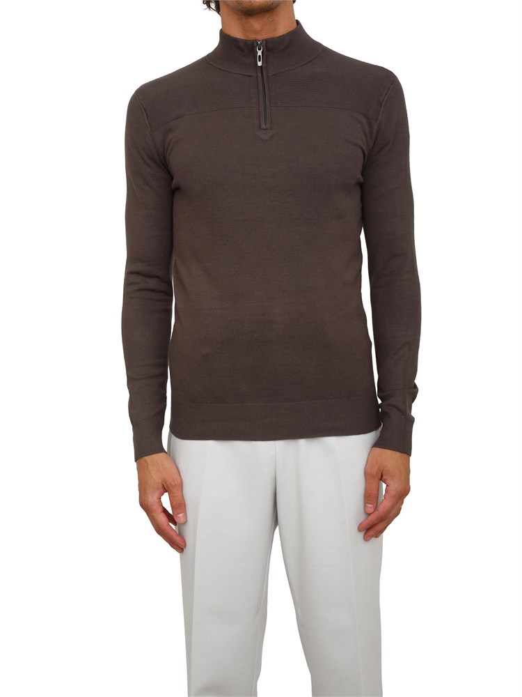 Maglia slim fit Antony Morato in misto viscosa verde con mezza zip