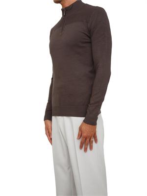 Maglia slim fit Antony Morato in misto viscosa verde con mezza zip in UOMO