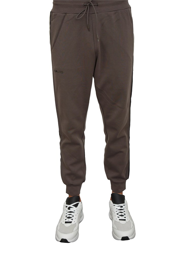 Pantaloni tuta Antony Morato in misto cotone interlock verde militare con bande laterali
