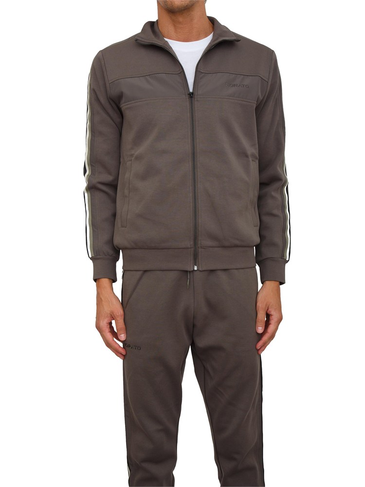 Felpa Antony Morato con zip e bande in misto cotone interlock verde militare
