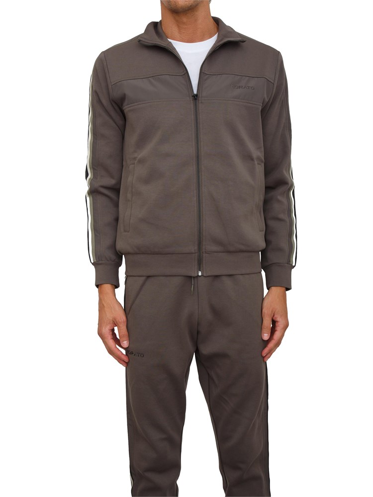 Felpa Antony Morato con zip e bande in misto cotone interlock verde militare
