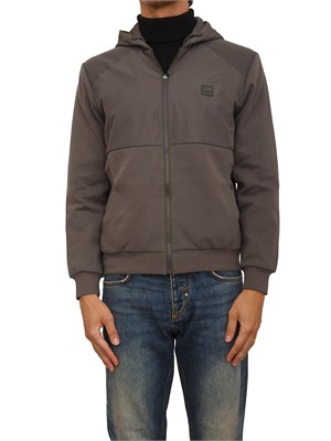 Felpa Antony Morato con zip e cappuccio in cotone interlock e tessuto tecnico verde in UOMO