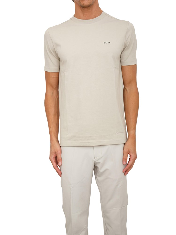 T-shirt Boss uomo in cotone elasticizzato beige