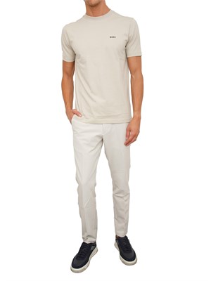 T-shirt Boss uomo in cotone elasticizzato beige in UOMO