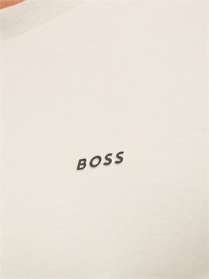 T-shirt Boss uomo in cotone elasticizzato beige in UOMO