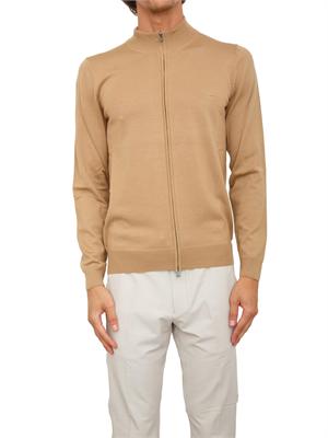 Maglia cardigan Boss uomo in lana vergine cammello in UOMO