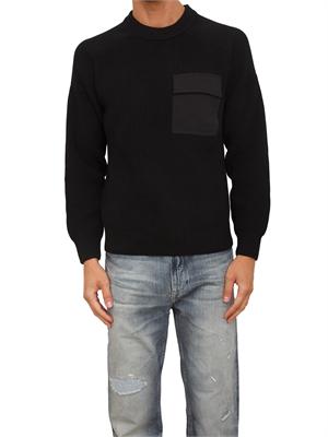 Maglia Boss uomo in cotone nero a coste e taschino in UOMO