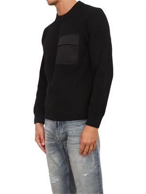 Maglia Boss uomo in cotone nero a coste e taschino in UOMO