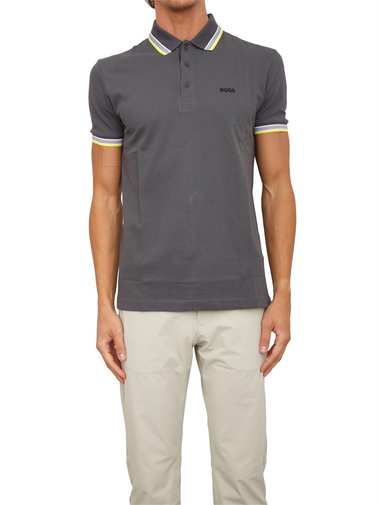 Polo Boss uomo in cotone grigio