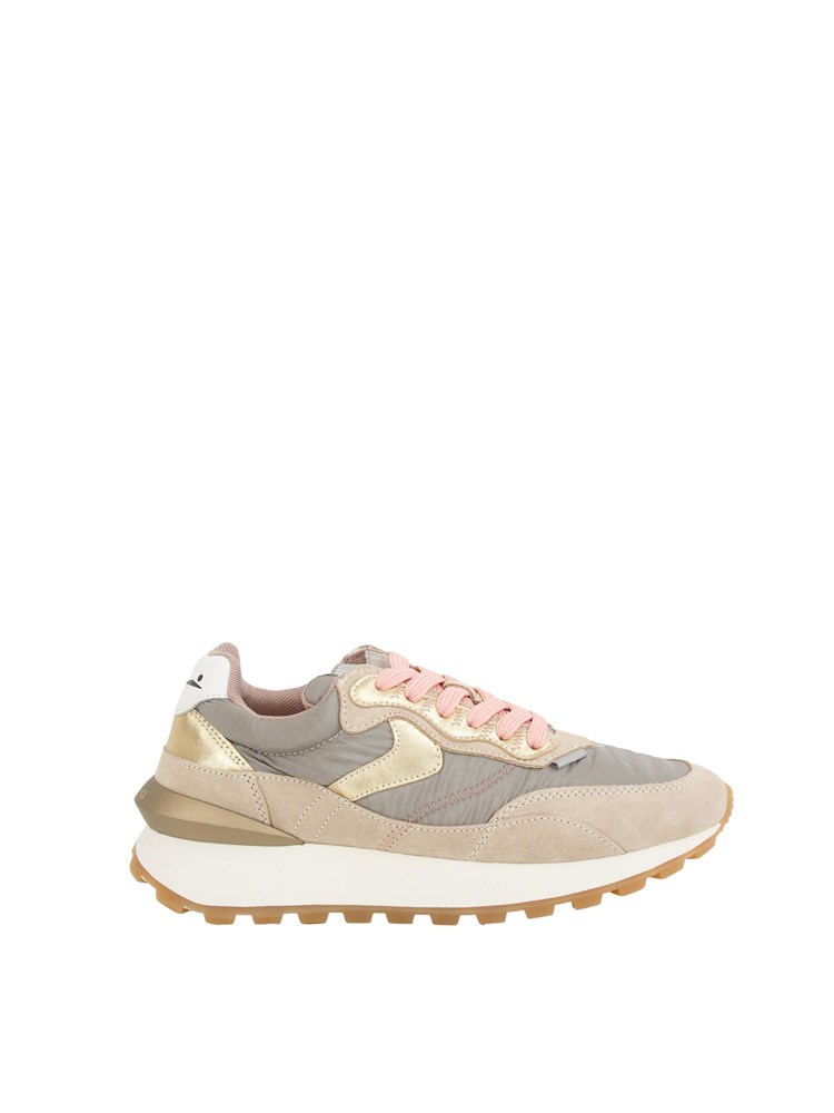 Sneakers donna Voile Blanche in tessuto tecnico beige con inserti in suede e pelle