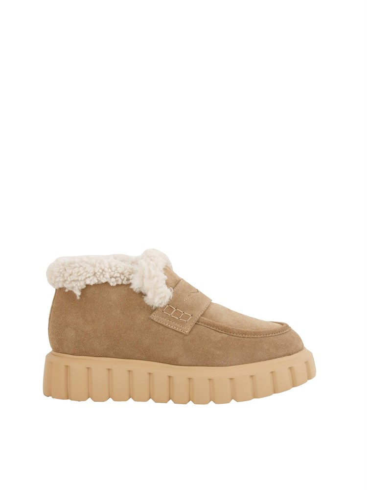 Stivaletto donna Voile Blanche in suede beige e sintetico foderato internamente