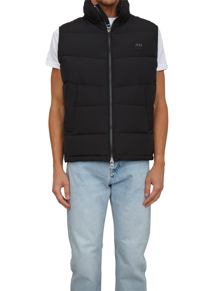 Gilet Antony Morato in tessuto tecnico nero cappuccio estraibile