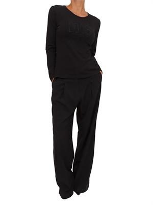 T-shirt Liu Jo donna in cotone nero con strass logo in DONNA