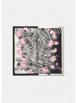 Foulard Liu Jo nero stampa floreale zebrata in DONNA