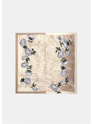 Foulard Liu Jo beige stampa floreale zebrata in DONNA