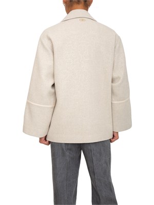 Cappotto caban Liu Jo in misto lana avorio con paillettes in DONNA