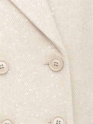 Cappotto caban Liu Jo in misto lana avorio con paillettes in DONNA