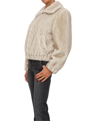 Pelliccia bomber Liu Jo donna in teddy avorio con trecce in DONNA
