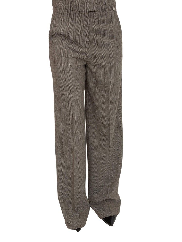 Pantaloni Liu Jo misto viscosa motivo chevron grigio e marrone
