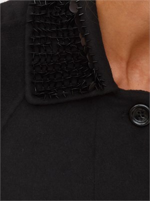Cappotto corto Liu Jo donna in misto lana nero con paillettes su collo in DONNA