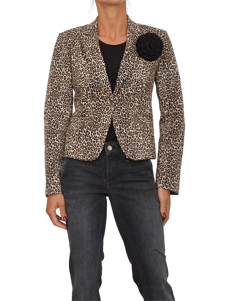 Giacca monopetto Liu Jo donna in cotone stretch animalier