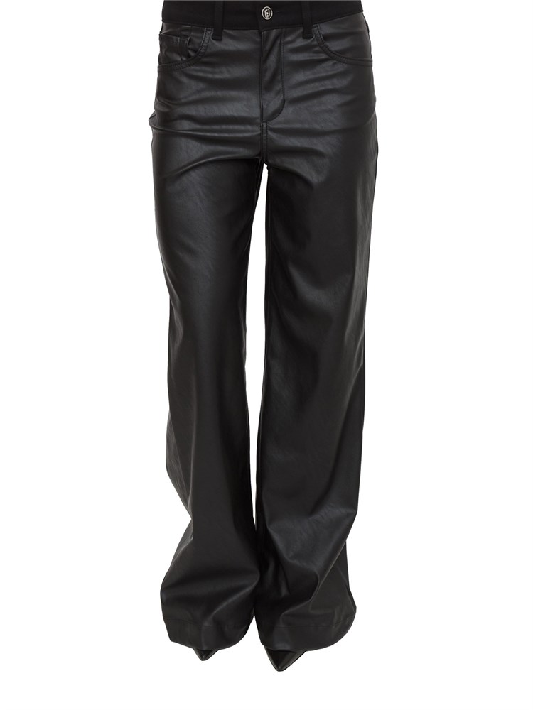 Pantaloni flare Liu Jo in tessuto spalmato effetto pelle nera