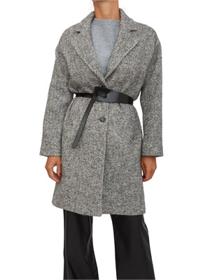 Cappotto Liu Jo donna in lana e alpaca grigia con lavorazione a spiga in DONNA