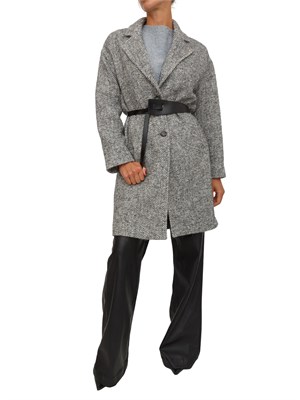 Cappotto Liu Jo donna in lana e alpaca grigia con lavorazione a spiga in DONNA