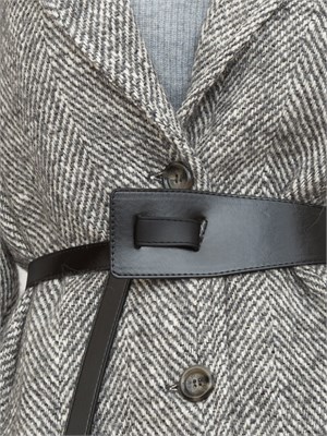 Cappotto Liu Jo donna in lana e alpaca grigia con lavorazione a spiga in DONNA