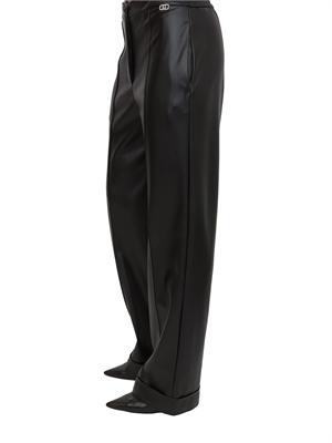 Pantaloni Liu Jo donna in tessuto spalmato effetto pelle nera in DONNA