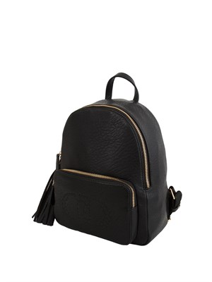 Zaino Liu Jo in ecopelle martellata nera con dettaglio frangia pendente in DONNA