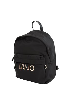 Zaino Liu Jo in nylon nero con logo in DONNA