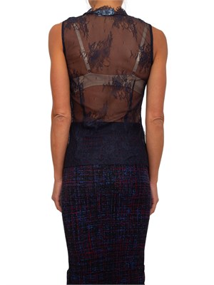 GiaccaBlugirl in flanella di viscosa blu + top in pizzo in DONNA