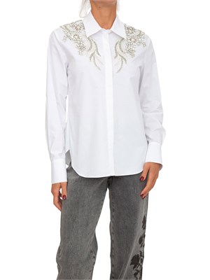 Camicia Blugirl in cotone bianco con patch di cristalli in DONNA