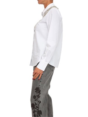 Camicia Blugirl in cotone bianco con patch di cristalli in DONNA