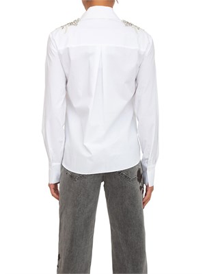 Camicia Blugirl in cotone bianco con patch di cristalli in DONNA